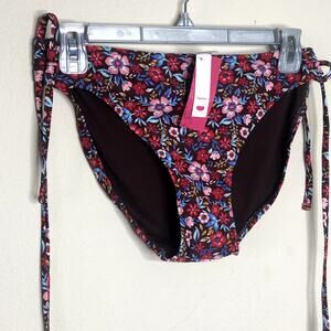 NWT Xhilaration Hipster Bikini Bottom XL Tie Waist Brown Floral